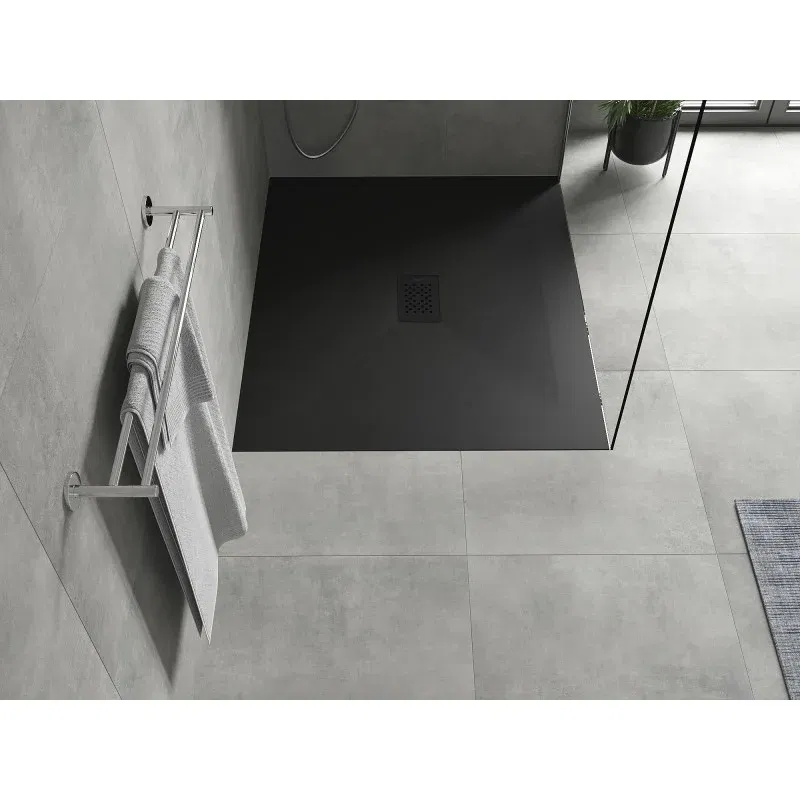 Mexen Hugo rectangular SMC shower tray 110 x 100 cm, black, black cover - 42701011-B