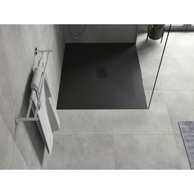 Mexen Hugo rectangular shower tray SMC 130 x 100 cm, black, black cover - 42701013-B