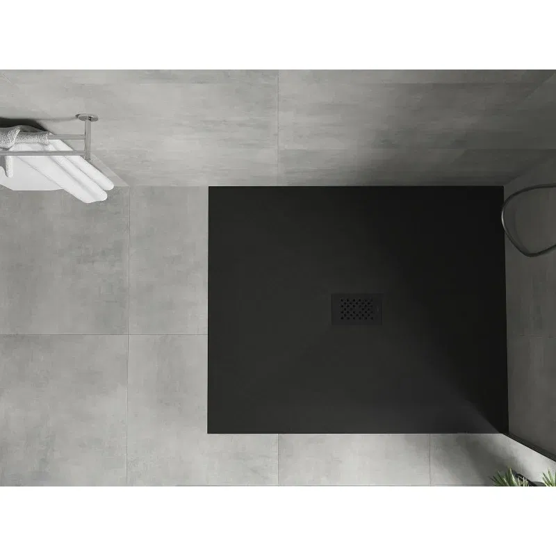 Mexen Hugo rectangular SMC shower tray 110 x 100 cm, black, black cover - 42701011-B