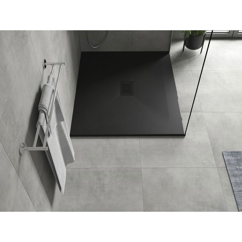 Mexen Hugo rectangular shower tray SMC 130 x 100 cm, black, black cover - 42701013-B