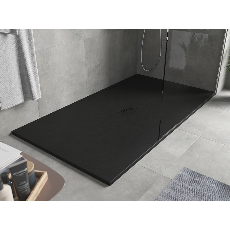 Mexen Hugo rectangular SMC shower tray 160 x 100 cm, black, black cover - 42701016-B