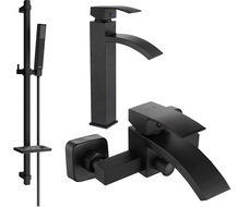 Mexen Libra DQ77 bath set, black - 745113DQ77-70