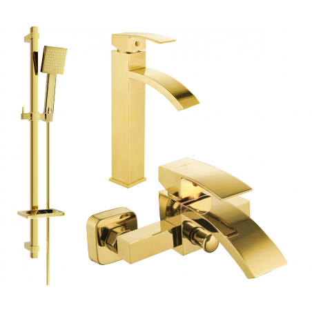 Mexen Libra DQ45 bathtub set, Gold - 745113DQ45-50