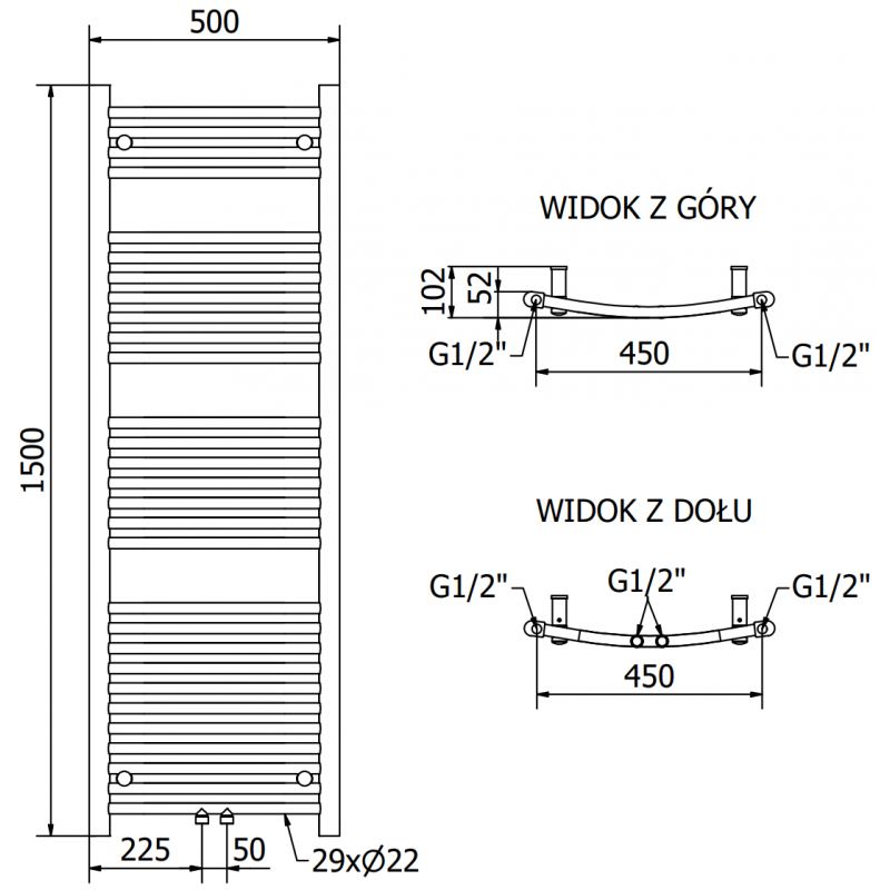 Mexen Ares electric radiator 1500 x 500 mm, 600 W, white - W102-1500-500-2600-20