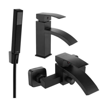 Mexen Libra R77 bathtub set, Black - 745103R77-70