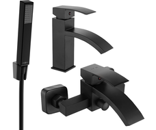 Mexen Libra R77 bathtub set, Black - 745103R77-70