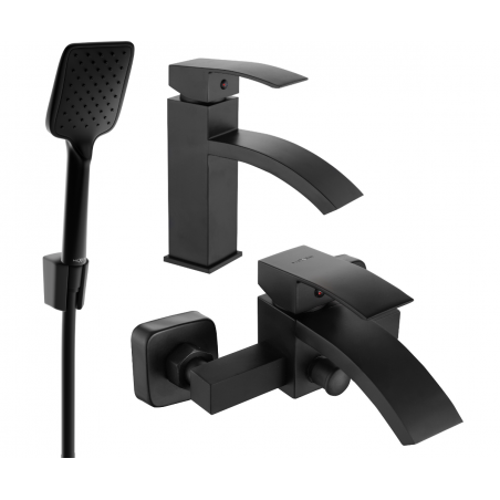 Mexen Libra R62 bathtub set, Black - 745103R62-70