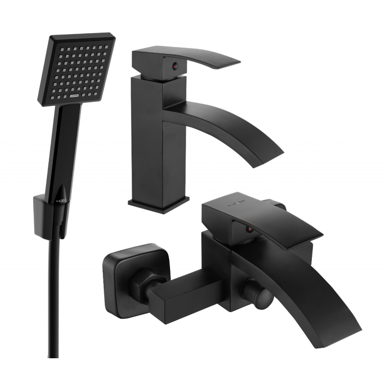 Mexen Libra R45 bathtub set, Black - 745103R45-70