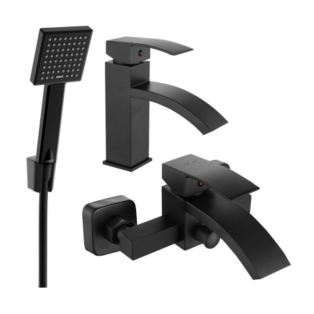 Mexen Libra R45 Bath Set, Black - 745103R45-70