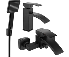 Mexen Libra R45 bathtub set, Black - 745103R45-70