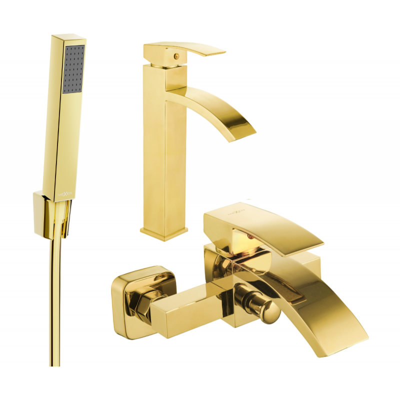 Mexen Libra R77 bathtub set, Gold - 745113R77-50