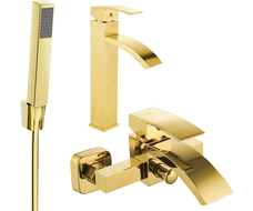 Mexen Libra R77 bathtub set, Gold - 745113R77-50
