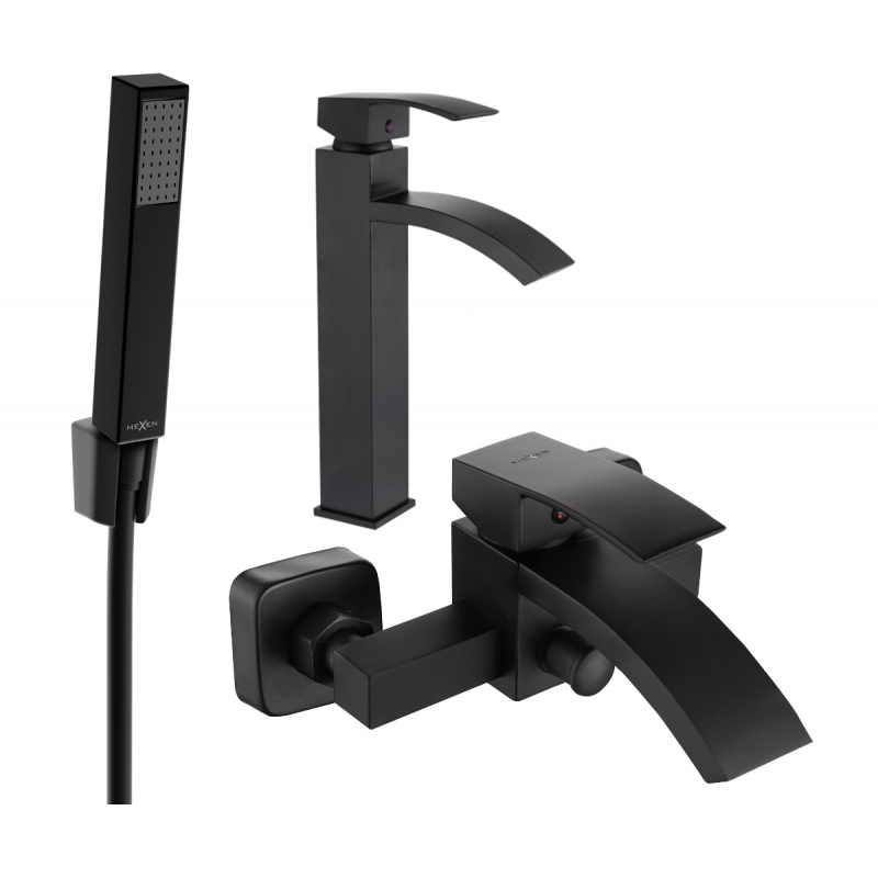 Mexen Libra R77 bath set, black - 745113R77-70