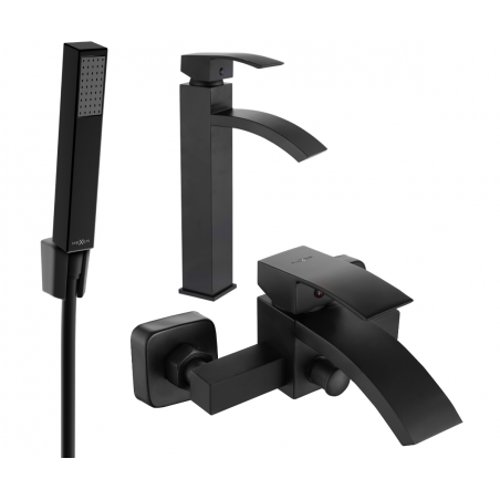 Mexen Libra R77 bathtub set, Black - 745113R77-70