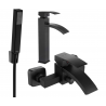 Mexen Libra R77 bathtub set, Black - 745113R77-70