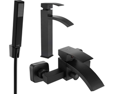 Mexen Libra R77 bathtub set, Black - 745113R77-70