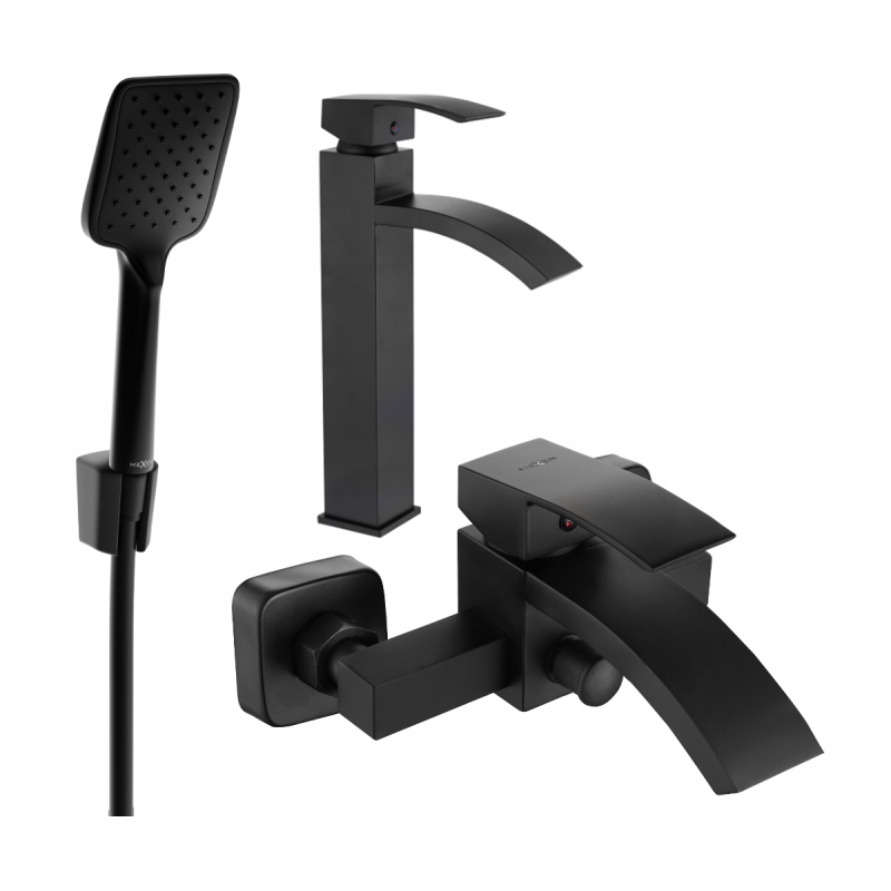 Mexen Libra R62 bathtub set, Black - 745113R62-70