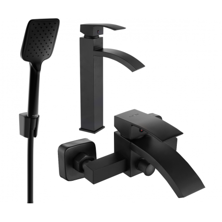 Mexen Libra R62 bathtub set, Black - 745113R62-70