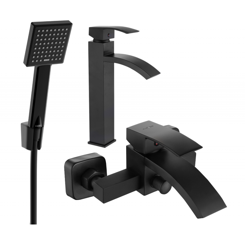 Mexen Libra R45 bathtub set, Black - 745113R45-70