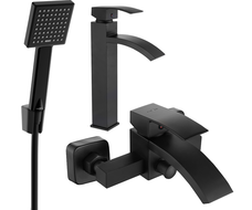 Mexen Libra R45 bathtub set, Black - 745113R45-70