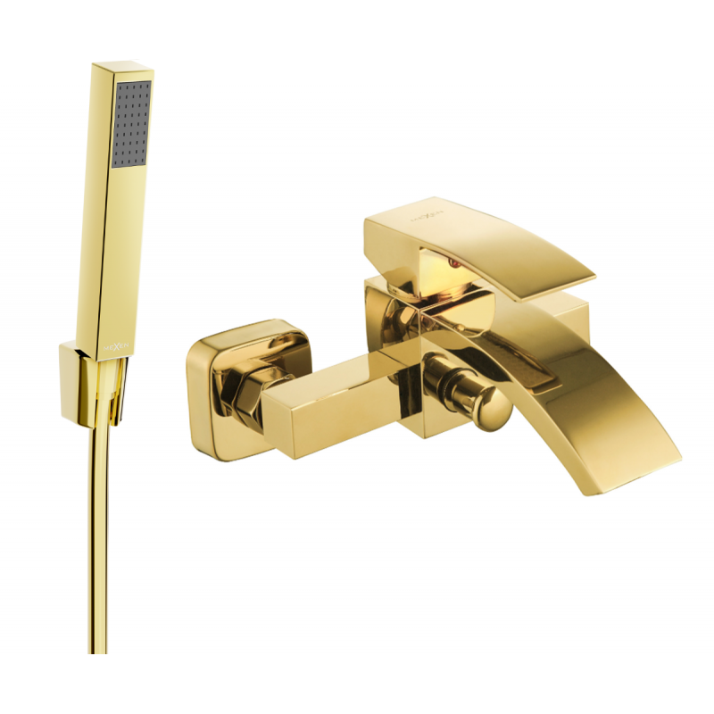 Mexen Libra R77 bath tap with shower set, gold - 74513R77-50