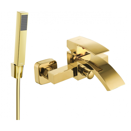 Mexen Libra R77 bath tap with shower set, gold - 74513R77-50