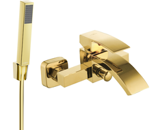 Mexen Libra R77 bathtub mixer tap with shower head, Gold - 74513R77-50