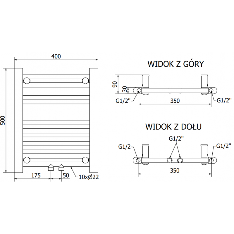 Mexen Mars electric radiator 500 x 400 mm, 300 W, black - W110-0500-400-2300-70