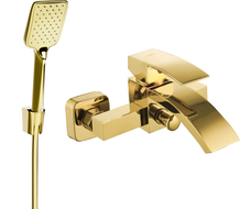 Mexen Libra R62 bathtub mixer tap with shower head, Gold - 74513R62-50