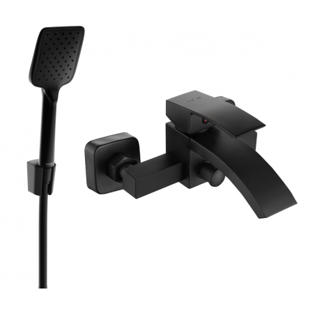 Mexen Libra R62 bath mixer tap with shower set, black - 74513R62-70