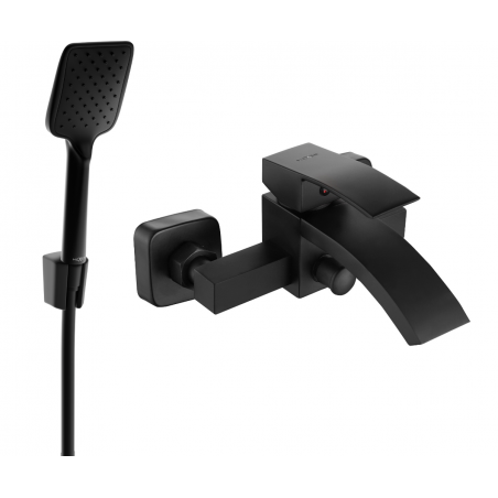 Mexen Libra R62 bathtub mixer tap with shower head, Black - 74513R62-70