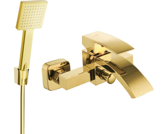 Mexen Libra R45 bathtub mixer tap with shower head, Gold - 74513R45-50