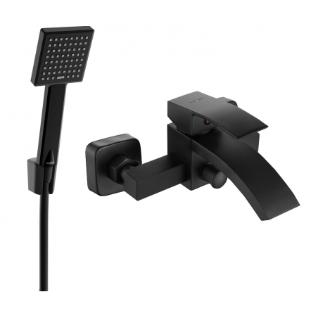 Mexen Libra R45 bathtub mixer tap with shower head, Black - 74513R45-70