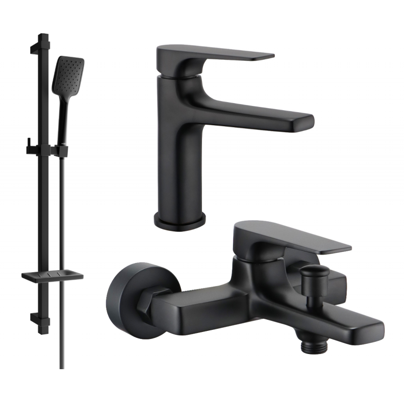 Mexen Lynx DQ62 bathtub set, Black - 745903DQ62-70