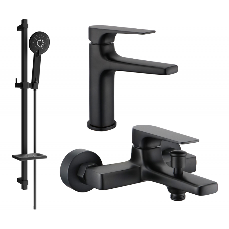 Mexen Lynx DQ40 bath set, black - 745903DQ40-70
