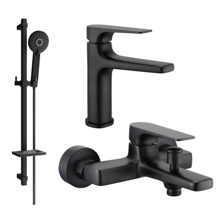 Mexen Lynx DQ40 bath set, black - 745903DQ40-70