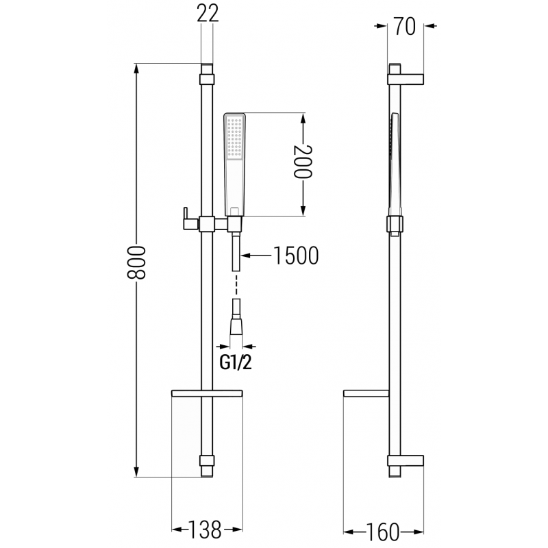 Mexen Lynx DQ72 bathtub set, chrome - 745903DQ72-00