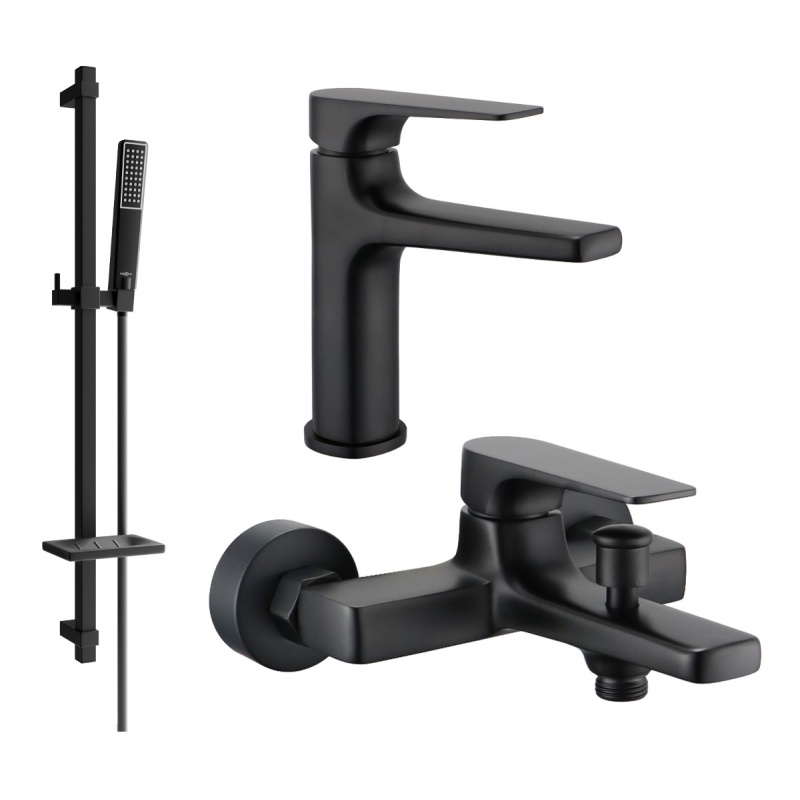 Mexen Lynx DQ72 bathtub set, Black - 745903DQ72-70