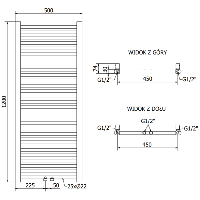 Mexen Mars Electric Radiator 1200 x 500 mm, 500 W, Black - W110-1200-500-6500-70