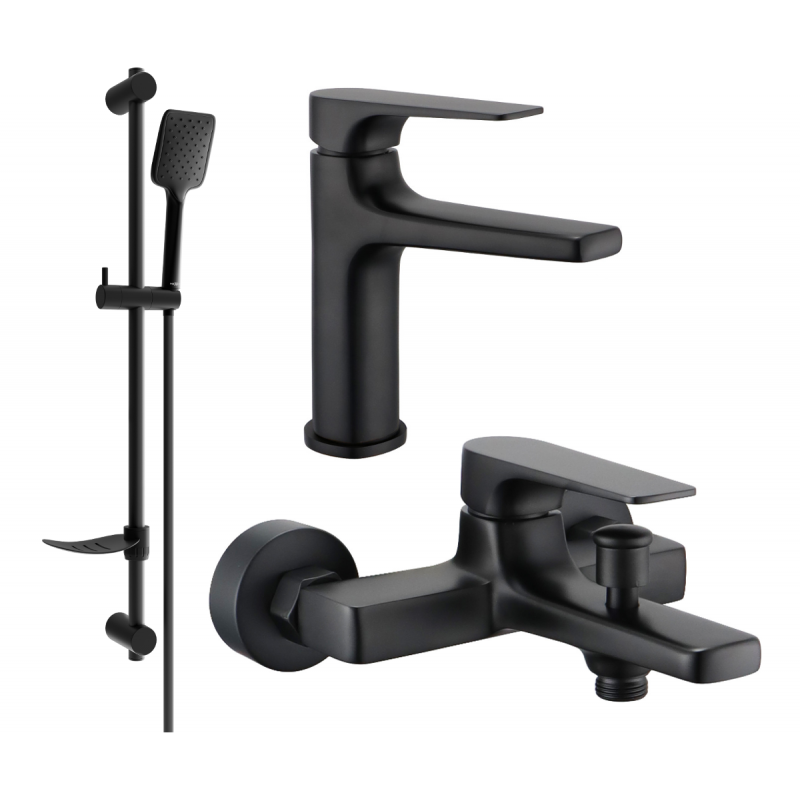 Mexen Lynx DF62 bathtub set, Black - 745903DF62-70