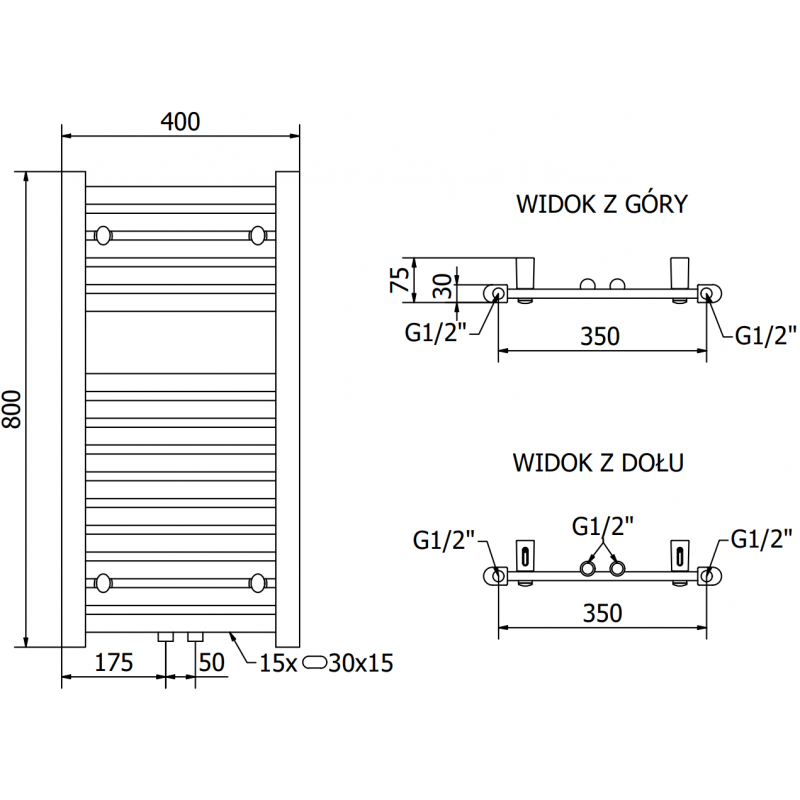 Mexen Hades Electric Radiator 800 x 400 mm, 300 W, Anthracite - W104-0800-400-2300-66