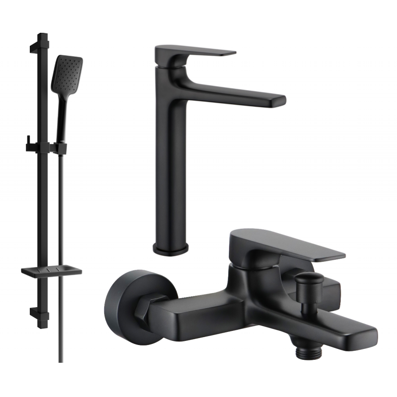 Mexen Lynx DQ62 bathtub set, Black - 745913DQ62-70