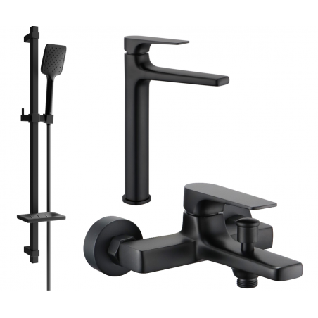 Mexen Lynx DQ62 Bath Set, Black - 745913DQ62-70