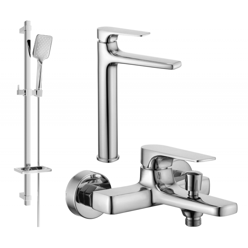 Mexen Lynx DQ62 bathtub set, Chrome - 745913DQ62-00