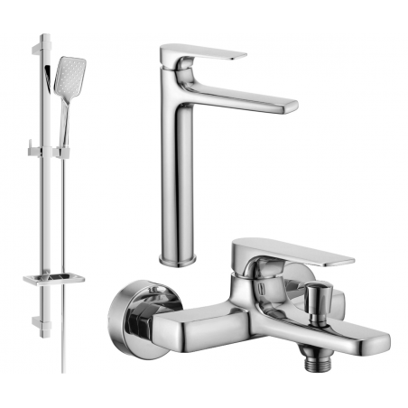 Mexen Lynx DQ62 bathtub set, Chrome - 745913DQ62-00