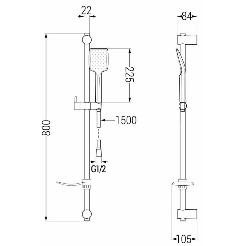 Mexen Lynx DQ62 bathtub set, chrome - 745913DQ62-00