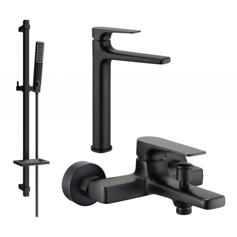 Mexen Lynx DQ72 bathtub set, Black - 745913DQ72-70