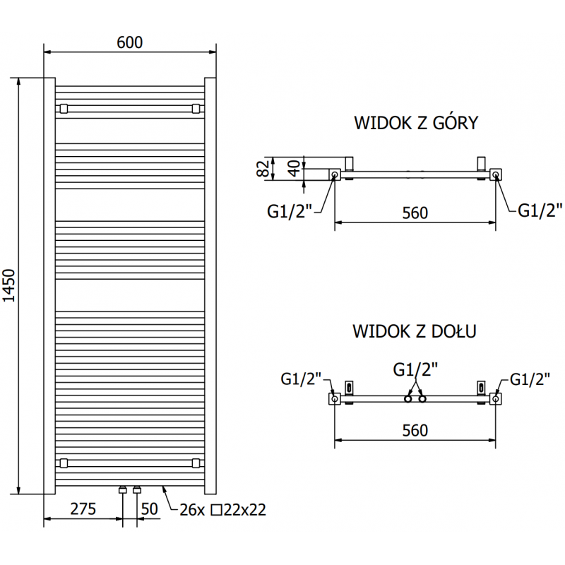 Mexen Pluton electric radiator 1450 x 600 mm, 900 W, white - W106-1450-600-2900-20