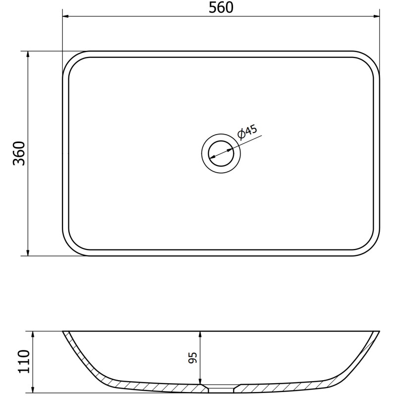 Mexen Megan glass countertop sink 56 x 36 cm, gold - 24135650