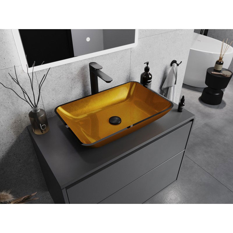Mexen Megan glass countertop washbasin 56 x 36 cm, gold - 24135650